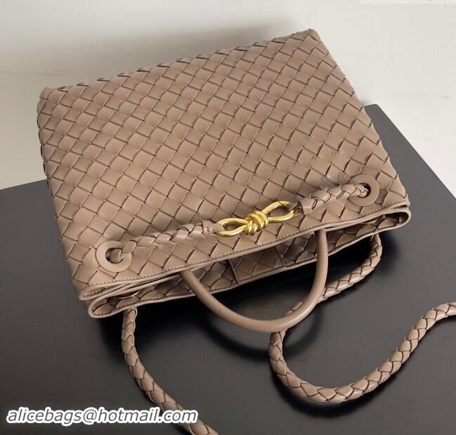 Top Grade Bottega Veneta Medium Andiamo Top Handle Bag in Intrecciato Leather 743572 Grey 2024