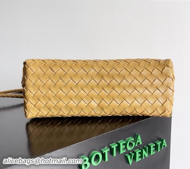 Best Price Bottega Veneta Medium Andiamo Top Handle Bag in Intrecciato Leather 743572 Apricot 2024