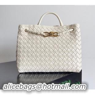 Market Sells Bottega Veneta Medium Andiamo Top Handle Bag in Intrecciato Leather 743572 Cream White 2024