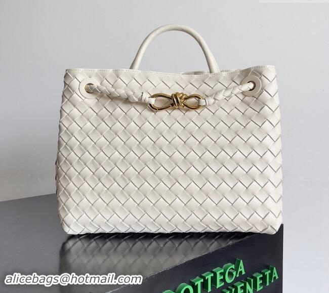 Market Sells Bottega Veneta Medium Andiamo Top Handle Bag in Intrecciato Leather 743572 Cream White 2024