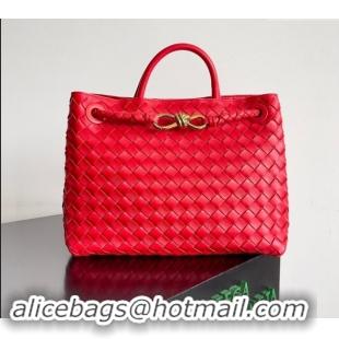 Super Quality Bottega Veneta Medium Andiamo Top Handle Bag in Intrecciato Leather 743572 Bright Red 2024