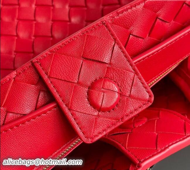 Super Quality Bottega Veneta Medium Andiamo Top Handle Bag in Intrecciato Leather 743572 Bright Red 2024