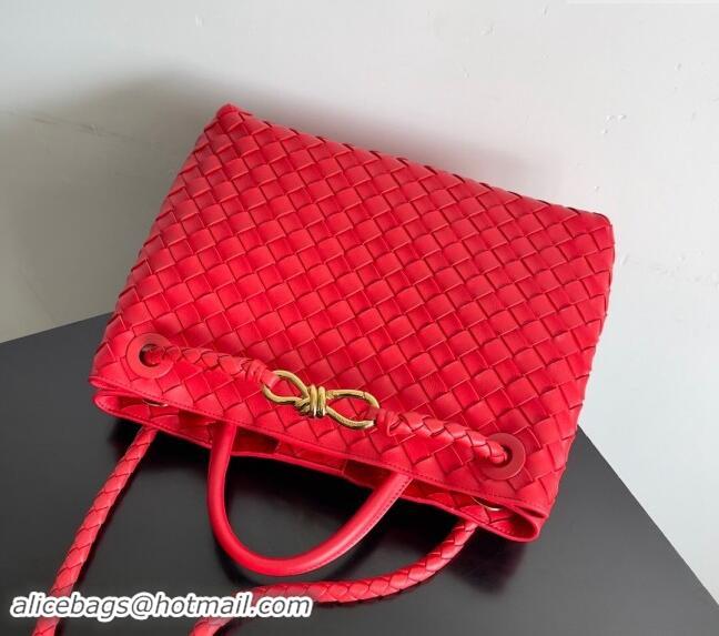 Super Quality Bottega Veneta Medium Andiamo Top Handle Bag in Intrecciato Leather 743572 Bright Red 2024