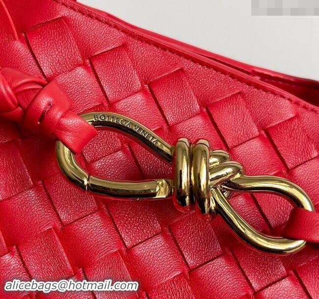 Super Quality Bottega Veneta Medium Andiamo Top Handle Bag in Intrecciato Leather 743572 Bright Red 2024