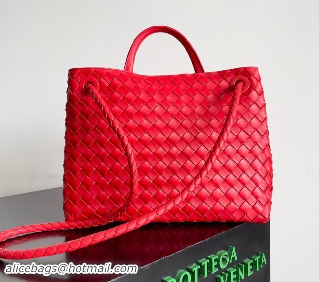 Super Quality Bottega Veneta Medium Andiamo Top Handle Bag in Intrecciato Leather 743572 Bright Red 2024