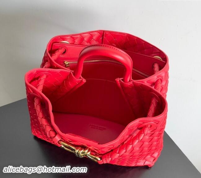 Super Quality Bottega Veneta Medium Andiamo Top Handle Bag in Intrecciato Leather 743572 Bright Red 2024