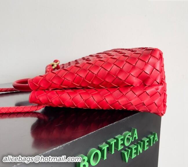 Super Quality Bottega Veneta Medium Andiamo Top Handle Bag in Intrecciato Leather 743572 Bright Red 2024