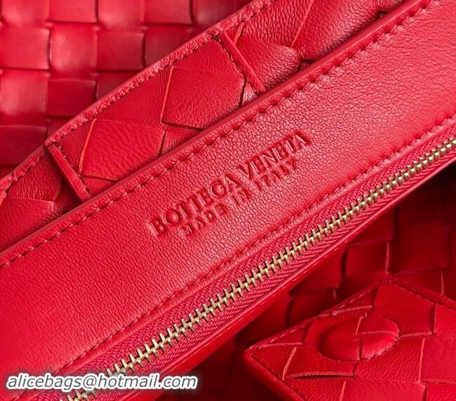 Super Quality Bottega Veneta Medium Andiamo Top Handle Bag in Intrecciato Leather 743572 Bright Red 2024