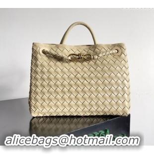 Shop Fashion Bottega Veneta Medium Andiamo Top Handle Bag in Intrecciato Leather 743572 Beige 2024