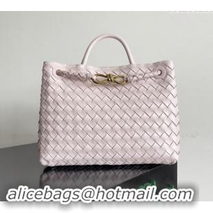 Stylish Bottega Veneta Medium Andiamo Top Handle Bag in Intrecciato Leather 743572 Pale Pink 2024