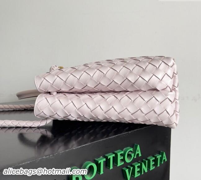 Stylish Bottega Veneta Medium Andiamo Top Handle Bag in Intrecciato Leather 743572 Pale Pink 2024