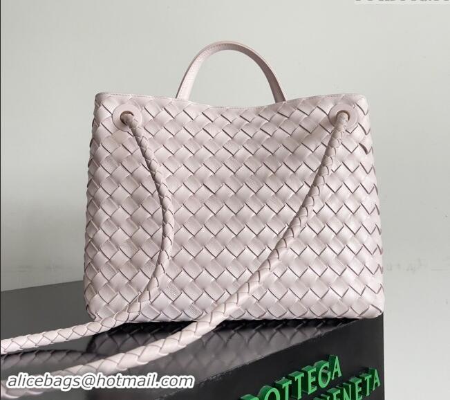 Stylish Bottega Veneta Medium Andiamo Top Handle Bag in Intrecciato Leather 743572 Pale Pink 2024