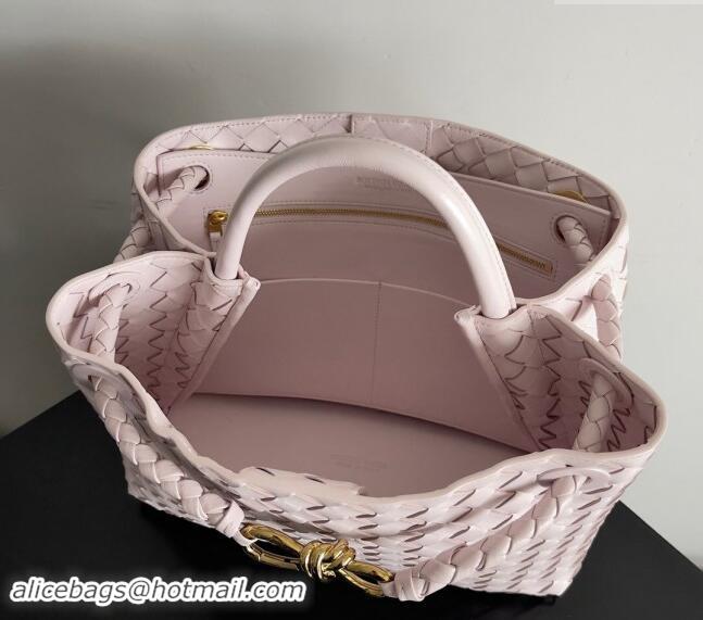 Stylish Bottega Veneta Medium Andiamo Top Handle Bag in Intrecciato Leather 743572 Pale Pink 2024