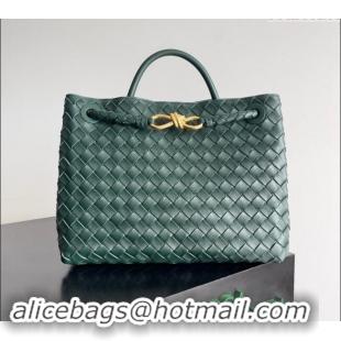 Top Grade Bottega Veneta Medium Andiamo Top Handle Bag in Intrecciato Leather 743572 Green 2024