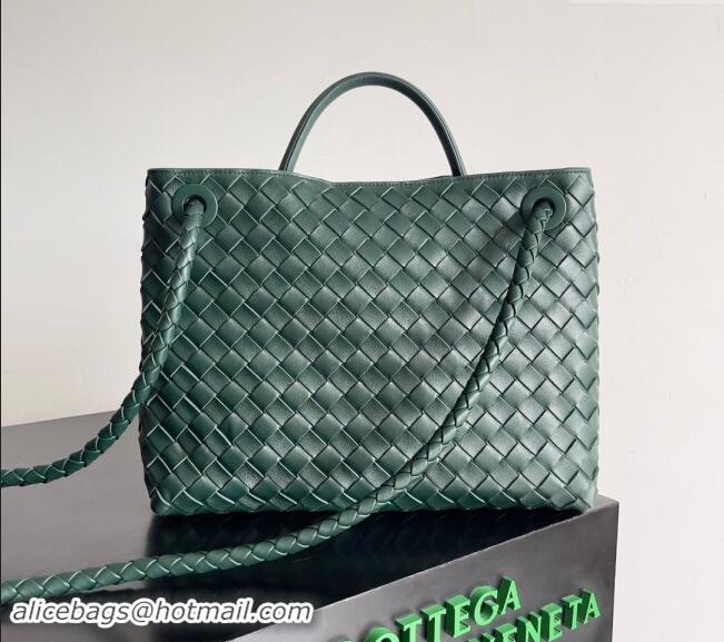 Top Grade Bottega Veneta Medium Andiamo Top Handle Bag in Intrecciato Leather 743572 Green 2024