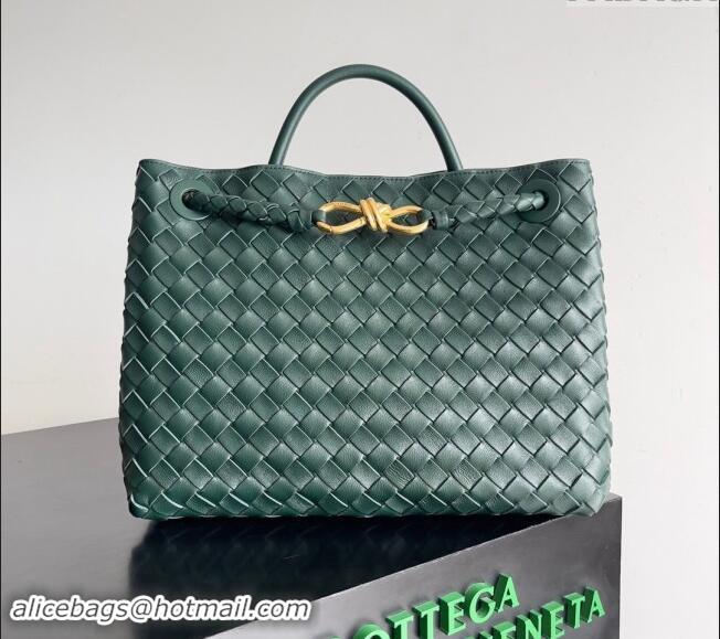 Top Grade Bottega Veneta Medium Andiamo Top Handle Bag in Intrecciato Leather 743572 Green 2024