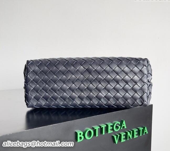 Best Price Bottega Veneta Medium Andiamo Top Handle Bag in Intrecciato Leather 743572 Dark Blue/Gold 2024