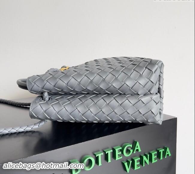 New Cheap Bottega Veneta Medium Andiamo Top Handle Bag in Intrecciato Leather 743572 Grey 2024