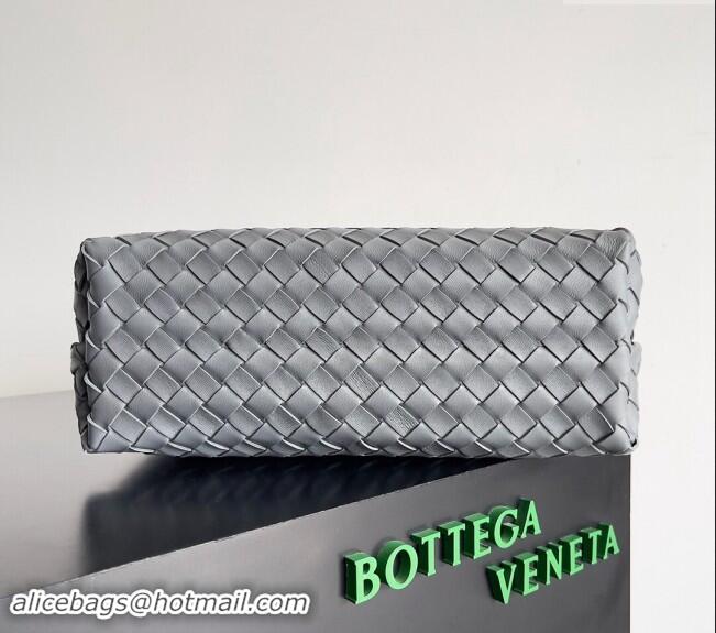 New Cheap Bottega Veneta Medium Andiamo Top Handle Bag in Intrecciato Leather 743572 Grey 2024