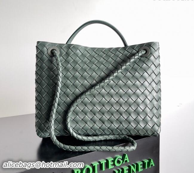 Pretty Style Bottega Veneta Medium Andiamo Top Handle Bag in Intrecciato Leather 743572 Dark Green 2024