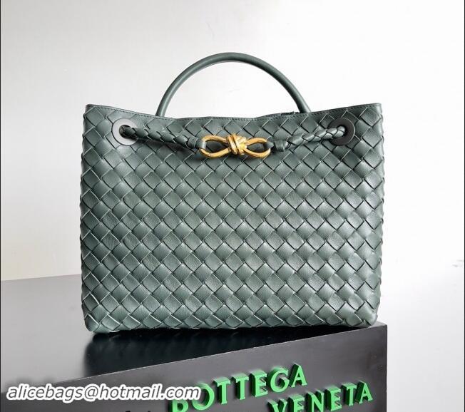 Pretty Style Bottega Veneta Medium Andiamo Top Handle Bag in Intrecciato Leather 743572 Dark Green 2024