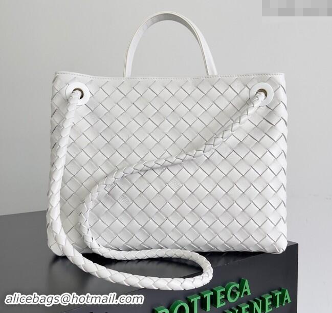 Promotional Bottega Veneta Medium Andiamo Top Handle Bag in Intrecciato Leather 743572 Snow White 2024