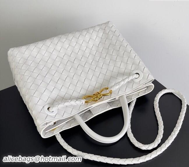 Promotional Bottega Veneta Medium Andiamo Top Handle Bag in Intrecciato Leather 743572 Snow White 2024