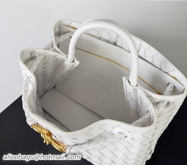 Promotional Bottega Veneta Medium Andiamo Top Handle Bag in Intrecciato Leather 743572 Snow White 2024