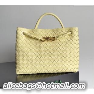 Discount Bottega Veneta Medium Andiamo Top Handle Bag in Intrecciato Leather 743572 Light Yellow 2024