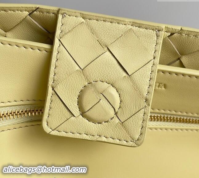 Discount Bottega Veneta Medium Andiamo Top Handle Bag in Intrecciato Leather 743572 Light Yellow 2024