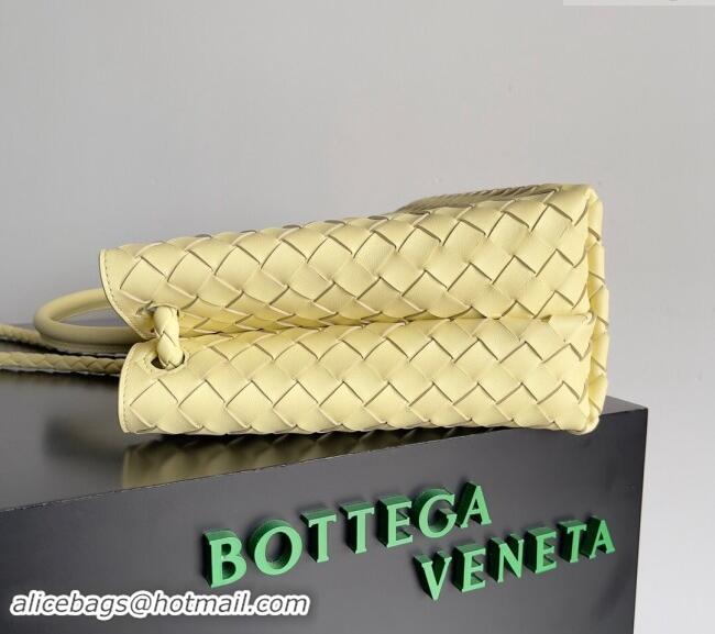 Discount Bottega Veneta Medium Andiamo Top Handle Bag in Intrecciato Leather 743572 Light Yellow 2024