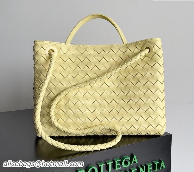 Discount Bottega Veneta Medium Andiamo Top Handle Bag in Intrecciato Leather 743572 Light Yellow 2024