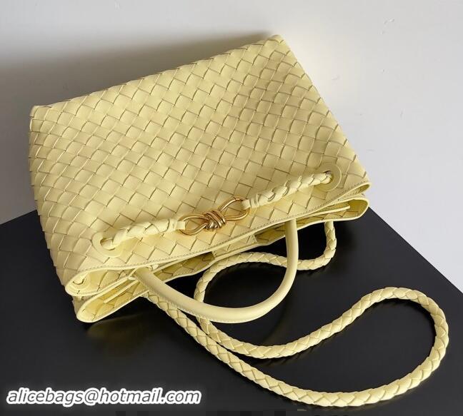 Discount Bottega Veneta Medium Andiamo Top Handle Bag in Intrecciato Leather 743572 Light Yellow 2024