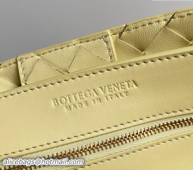 Discount Bottega Veneta Medium Andiamo Top Handle Bag in Intrecciato Leather 743572 Light Yellow 2024