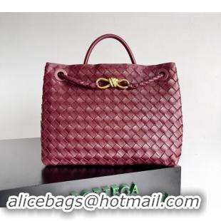 Good Taste Bottega Veneta Medium Andiamo Top Handle Bag in Intrecciato Leather 743572 Bugundy 2024