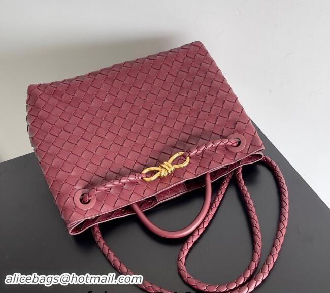 Good Taste Bottega Veneta Medium Andiamo Top Handle Bag in Intrecciato Leather 743572 Bugundy 2024