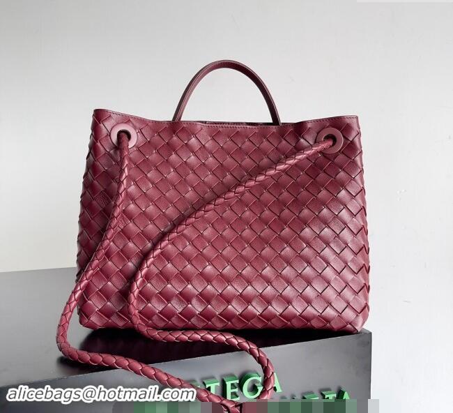 Good Taste Bottega Veneta Medium Andiamo Top Handle Bag in Intrecciato Leather 743572 Bugundy 2024