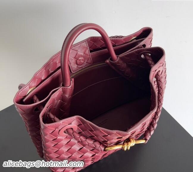 Good Taste Bottega Veneta Medium Andiamo Top Handle Bag in Intrecciato Leather 743572 Bugundy 2024