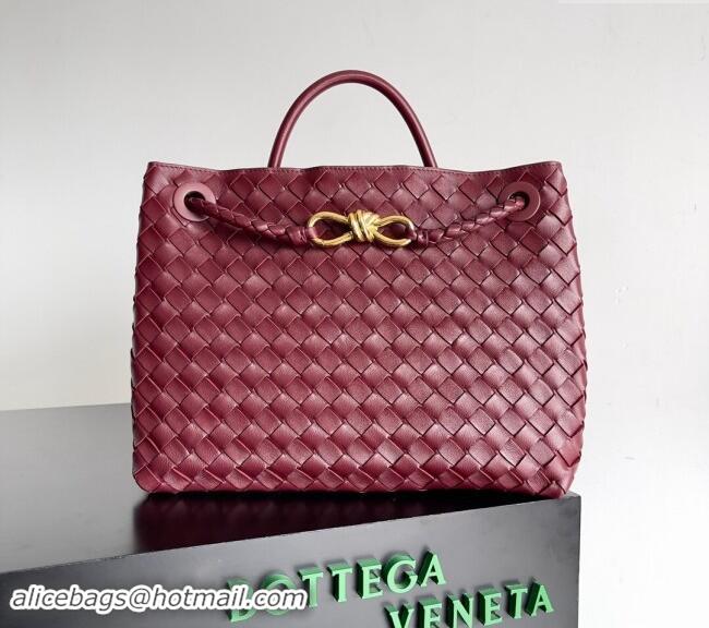 Good Taste Bottega Veneta Medium Andiamo Top Handle Bag in Intrecciato Leather 743572 Bugundy 2024