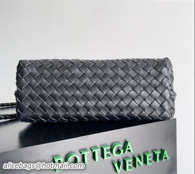 Famous Brand Bottega Veneta Medium Andiamo Top Handle Bag in Intrecciato Leather 743572 Black/Gold 2024