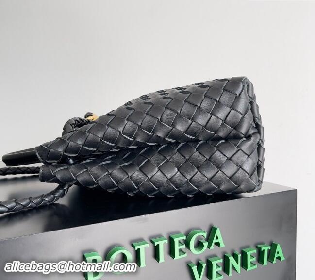 Famous Brand Bottega Veneta Medium Andiamo Top Handle Bag in Intrecciato Leather 743572 Black/Gold 2024