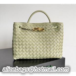 Top Design Bottega Veneta Medium Andiamo Top Handle Bag in Intrecciato Leather 743572 Travertine Green 2024