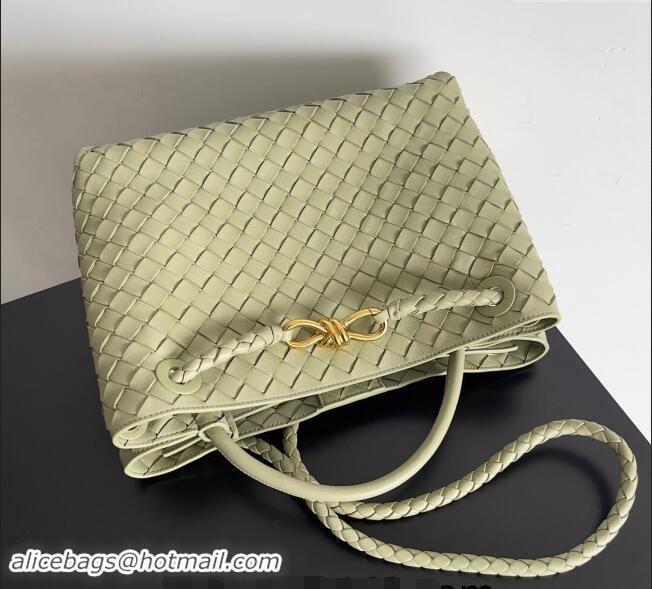 Top Design Bottega Veneta Medium Andiamo Top Handle Bag in Intrecciato Leather 743572 Travertine Green 2024