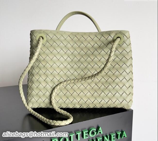 Top Design Bottega Veneta Medium Andiamo Top Handle Bag in Intrecciato Leather 743572 Travertine Green 2024