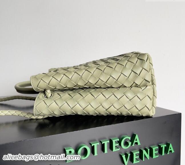 Top Design Bottega Veneta Medium Andiamo Top Handle Bag in Intrecciato Leather 743572 Travertine Green 2024