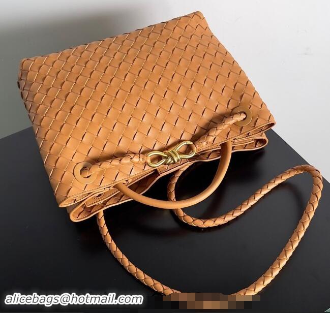 New Release Creation Bottega Veneta Medium Andiamo Top Handle Bag in Intrecciato Leather 743572 Light Brown 2024