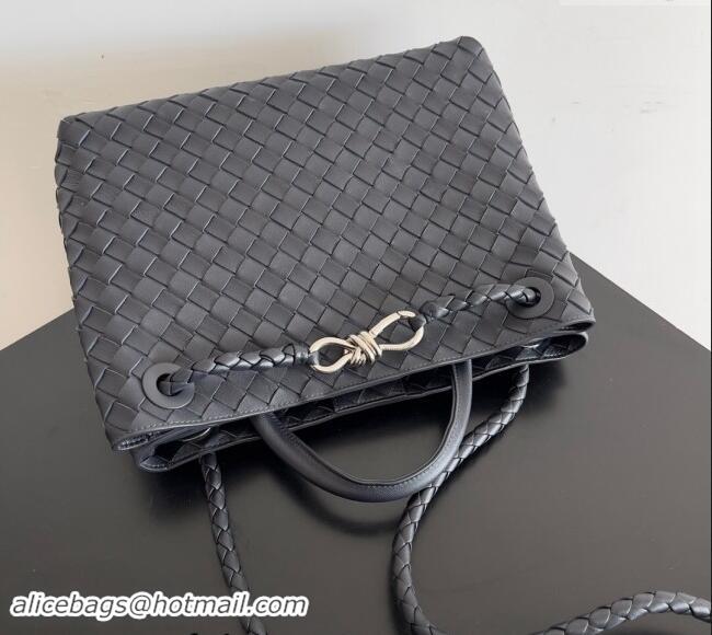 Trendy Design Bottega Veneta Medium Andiamo Top Handle Bag in Intrecciato Leather 743572 Dark Blue/Silver 2024