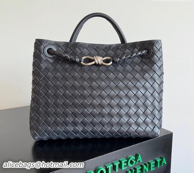 Trendy Design Bottega Veneta Medium Andiamo Top Handle Bag in Intrecciato Leather 743572 Dark Blue/Silver 2024