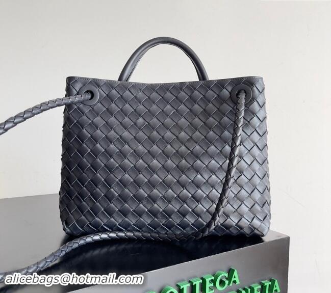 Trendy Design Bottega Veneta Medium Andiamo Top Handle Bag in Intrecciato Leather 743572 Dark Blue/Silver 2024