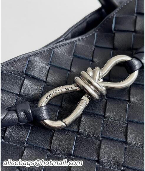 Spot Bulk Bottega Veneta Large Andiamo Top Handle Bag in Intrecciato Leather 743575 Dark Blue/Silver 2024